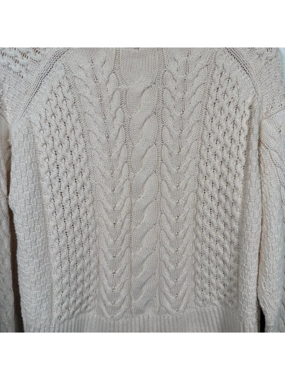 Everlane The Cable Sweater Everyday Organic Cotton Boxy Crewneck Fisherman Small - Picture 12 of 15
